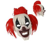 ycezw Copricapo Spaventoso Per Adulti | Maschera Spaventosa per Halloween con Parrucca Rossa Inclusa,Costume per Feste Scherzi Giochi Circo Carnevale Raduni Familiari Vacanze Natale