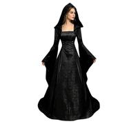 ycezw Costume da strega rinascimentale medievale con cappuccio per | Abito retrò a maniche lunghe per giochi di ruolo, carnevale, feste, feste, balli in maschera