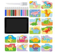ycezw Kit di arte su sabbia per, pittura su sabbia per | Kit di pittura su sabbia colorata per - 1 vassoio, 1 pennello, 12 colori di sabbia, 16 immagini da staccare e cospargere, strumento artistico