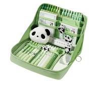 ycezw Kit Di Materiale Scolastico - Set Panda Papeleria | Pacchetto Completo Con Penne, Note, Astuccio, Spille, Portachiavi, Ciondoli, Creativi Per Bambini, Studenti, Casa, Scrivania