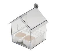 ycezw Mangiatoia per uccelli, mangiatoia per acqua per parrocchetti, ciotola trasparente per gli amanti degli animali domestici, balcone, patio, recinzione, osservazione, fringuelli, pappagalli