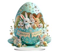 ycezw Peinture De Pierres Précieuses Lapin De Pâques, Peinture D'art De Pierres Précieuses De Lapin | Kit Di Peinture D'art Artisanal De Lapin D'oeuf De Pâques - Ornements De Bureau Double Face Pour