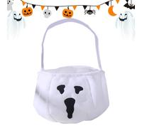 ycezw Sacchetti di Halloween per caramelle o incantesimi, borse tote riutilizzabili con manici per caramelle, cesta di Halloween regalo di festa per adolescenti amici famiglia, Fantasma Bianco del