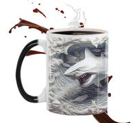 ycezw Tazza cambia colore, tazze da caffè con cambio di calore | Tazze di succo di squalo - Tazza sensibile al calore cambiando colore, tazze da caffè con motivo pesce di mare,
