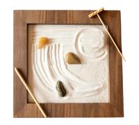 ycezw Vassoio in legno Zen - Scrivania Mini giardino di sabbia, accessori per la meditazione | Retro - Scrivania Zen Garden Set per alleviare lo stress, portatile in miniatura, decorazione per la casa