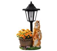 ycezw Waterproof Planter with Solar Light Resins Squirrel Garden Sculptures