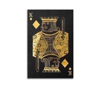 YCGYMX Poster Opulent Poker nero e oro con carta del re K coinvolgente pittura decorativa su tela poster per camera da letto immagini artistiche stampe moderne famiglia 20 x 30 cm