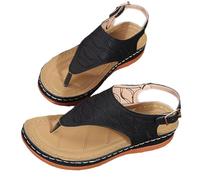 YChao Sandali Ortopedici da Donna Ciabatte Antiscivolo Scarpe Spiaggia Sandali con Zeppa Aperti da Donna Spiaggia Eleganti Ciabatte Infradito Traspirante Stile Casual,Nero,US8/EU40