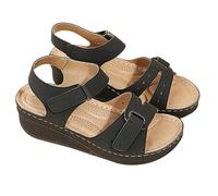 YChao Sandali Ortopedici da Donna, Scarpe Ortopediche, Sandali a Punta Aperta Ortopedici Premium da Donna Estiva, Ciabatte Donna Ortopediche Scarpe con Supporto,Nero,US7.5/EU39