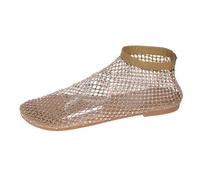 YChao Scarpe Basse in Rete con Gemme Ultra Lucide Scarpe Basse da Donna con Strass Scintillanti Scarpe Basse A Calzino Scarpe Basse in Rete A Rete da Pesce,d'oro,US6/EU37