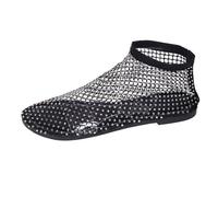 YChao Scarpe Basse in Rete con Gemme Ultra Lucide Scarpe Basse da Donna con Strass Scintillanti Scarpe Basse A Calzino Scarpe Basse in Rete A Rete da Pesce,Nero,US6/EU37