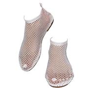 YChao Scarpe Basse in Rete con Gemme Ultra Lucide Scarpe Basse da Donna con Strass Scintillanti Scarpe Basse A Calzino Scarpe Basse in Rete A Rete da Pesce,Bianca,US7/EU38