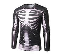 YCHENG Maglietta da Uomo Maniche Lunghe 3D Stampata X-Ray Scheletro Hip Hop T-Shirt