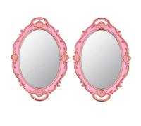 YCHMIR Specchio da parete vintage, piccolo, da appendere, 36,8 x 25,4 cm, ovale, rosa, confezione da 2