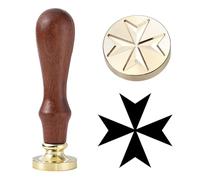 Ychostamp Timbro per ceralacca, croce di Maltese, 25 mm, rimovibile, in ottone, per buste, feste a tema speciale