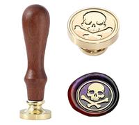 Ychostamp Timbro per ceralacca di Halloween, con teschio, distintivo pirata e avviso di pericolo e fuorilegge gotico, per stregoneria, diario gotico e lettere scure