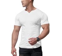 YCHSXAIZ Magliette atletiche in Rete da Uomo con Scollo a V Diviso per Bodybuilding in Palestra Color White Size XL
