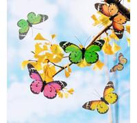YCHTEWY - Set di 12 decorazioni a farfalla con piume, con filo, farfalla monarca 11,9 x 6,7 cm, decorazione per la casa e il giardino