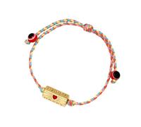 YCHUCH Braccialetto con ciondolo a forma di cuore e lettera dell'occhio della fortuna, regolabile, in corda intrecciata, smaltata, gioiello adatto per donne e uomini, braccialetto amuleto protettivo