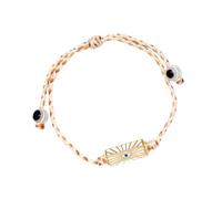 YCHUCH Braccialetto con ciondolo a forma di cuore e lettera dell'occhio della fortuna, regolabile, in corda intrecciata, smaltata, gioiello adatto per donne e uomini, braccialetto amuleto protettivo