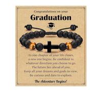 YCHUCH Braccialetto regolabile con perline a forma di croci, per ragazzi, battesimo, cresima, comunione, con scatola regalo, braccialetto in corda fatto a mano, Misura unica, come descritto