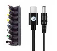 YCHUCH Cavo convertitore da USB a DC5521, 5,5 x 2,1 mm, lunghezza 1 m, include 8 connettori per elettrodomestici e dispositivi elettronici portatili, convertitore di alimentazione di tipo C