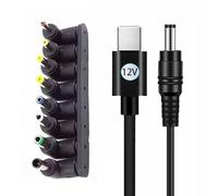 YCHUCH Cavo convertitore da USB a DC5521, 5,5 x 2,1 mm, lunghezza 1 m, include 8 connettori per elettrodomestici e dispositivi elettronici portatili, convertitore di alimentazione di tipo C