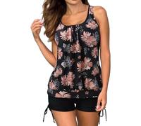 YCHUCH Costume da bagno a due pezzi lusinghiero per le donne a vita alta pantaloncini da bagno tankini top elegante tinta unita/stampato abito da spiaggia comodo una linea