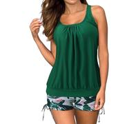 YCHUCH Costume da bagno a due pezzi lusinghiero per le donne a vita alta pantaloncini da bagno tankini top elegante tinta unita/stampato abito da spiaggia comodo una linea