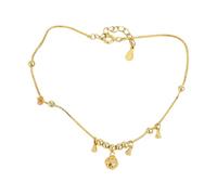 YCHUCH Delicata cavigliera regolabile con ciondolo rotondo e campanelle pendenti, realizzata a mano, color oro, regalo per lei