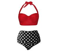 YCHUCH Donne Plus Size Due Pezzi Bikini Set Ferretto Halter Crop Top A Vita Alta Tumm Arena Costume Da Bagno Donne