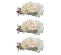 YCHUCH Fermagli per capelli da sposa, 3 pezzi, forcine per capelli con fiori artificiali e pettini laterali, fermagli per capelli per damigelle d'onore