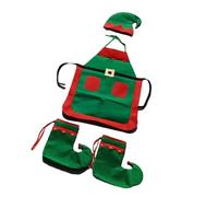 YCHUCH Grembiule natalizio con cappello da elfo, kit di accessori per feste, grembiule, scarpe e cappelli, kit per elfi