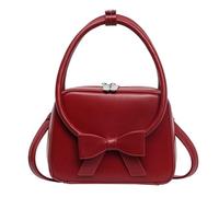 YCHUCH Piccola borsa a tracolla alla moda per le signore in pelle PU Bowknot tinta unita borsa a tracolla con manico superiore con cerniera borsa da donna con manico superiore, Rosso, One Size