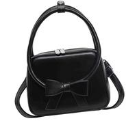 YCHUCH Piccola borsa a tracolla alla moda per le signore in pelle PU Bowknot tinta unita borsa a tracolla con manico superiore con cerniera borsa da donna con manico superiore, Nero , One Size