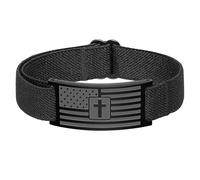 YCHUCH Religioso In Acciaio Inox Croci Bracciale Con Bandiera Degli Stati Uniti Motivi Regolabile Catena In Pelle Mens Gioielli Cristiani Uomini Cristiani Gioielli Noi Bandiera Bracciale, Misura unica