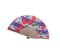 YCHUCH Ventaglio a mano in legno con ciliegie e limone, pieghevole, 17,8 cm, per danza e feste, decorazione per interni