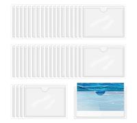 YCHYAN 40 Pezzi Porta Etichette Autoadesive, Resistente Alla Polvere Clip Trasparenti per Schede Autoadesive, Porta Permesso di Parcheggio Autoadesivo, Adatto a Casa, Scuola, Ufficio