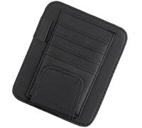 YCHYAN Organizzatore per Visiera da Sole per Auto, Pelle Nera Organizer Car Sun Visor Holder, Accessori per Interni per Autoveicoli, Ideale per Riporre Carte, Documenti D'identità, Occhiali