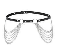 YCHYAN Punk Catena del Corpo in Pelle, Femminile Catene in Vita Nera Gotica, Desiderabile Catene per il Corpo a Strati, Accessori per il Corpo Delle Donne Nelle Discoteche Rave, Adatto per Spettacoli