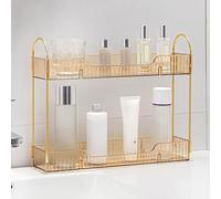 YCIA&DONE Organizer per trucchi a 2 ripiani, sottile, per il bagno, per profumi, prodotti per la cura della pelle, per cosmetici, spezie, per piccoli spazi sul bancone, colore: oro ambra