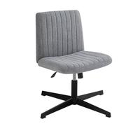 YCKEGEW Armless Office Chair With Cross Legs,Mid Back Modern Task Chairs Adjustable Height Small Desk Chair,360 Swivel Computer Chairs for Office, Reading Meeting Room(Grey-linen)