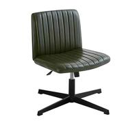 YCKEGEW Armless Office Chair With Cross Legs,Mid Back Modern Task Chairs Adjustable Height Small Desk Chair,360 Swivel Computer Chairs for Office, Reading Meeting Room(Groen)