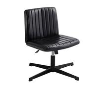 YCKEGEW Armless Office Chair With Cross Legs,Mid Back Modern Task Chairs Adjustable Height Small Desk Chair,360 Swivel Computer Chairs for Office, Reading Meeting Room(Black)