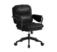 YCKEGEW Comoda Sedia Da Ufficio Con Rotelle Per La Casa, Sedia Da Computer Per Dormitorio, Piccoli Poltrone In Pelle Sintetica Con Schienale Oscillante, Poltrone Girevoli A 360°(Black,Black Legs)