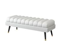 YCKEGEW Long Bedroom Bench Seat Velvet Upholstered Loung Sofa Stool for Living Room,Changing Shoes Stool for Entrance,Contemporary Home Decor Ottoman(White,60cm)