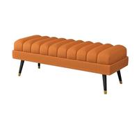 YCKEGEW Long Bedroom Bench Seat Velvet Upholstered Loung Sofa Stool for Living Room,Changing Shoes Stool for Entrance,Contemporary Home Decor Ottoman(Orange,60cm)
