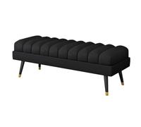 YCKEGEW Long Bedroom Bench Seat Velvet Upholstered Loung Sofa Stool for Living Room,Changing Shoes Stool for Entrance,Contemporary Home Decor Ottoman(Black,60cm)