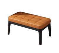 YCKEGEW Panca Da Ingresso In Legno, Sgabelli Poggiapiedi Imbottiti In Pelle, Moderno Sgabello Imbottito, Sgabello Per Cambiarsi Le Scarpe(Orange,Ebony)