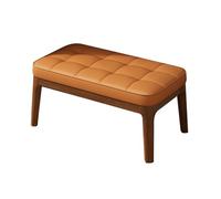 YCKEGEW Panca Da Ingresso In Legno, Sgabelli Poggiapiedi Imbottiti In Pelle, Moderno Sgabello Imbottito, Sgabello Per Cambiarsi Le Scarpe(Orange,Walnut)